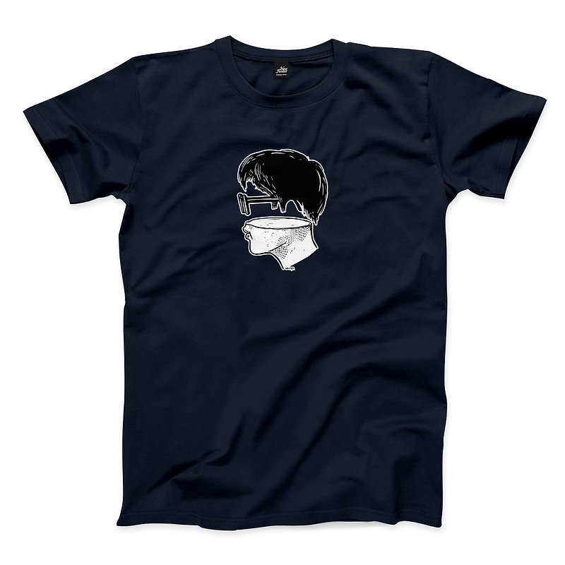 With my empty head, I pretend to think-Navy-Unisex T-shirt - เสื้อยืดผู้ชาย - ผ้าฝ้าย/ผ้าลินิน สีน้ำเงิน