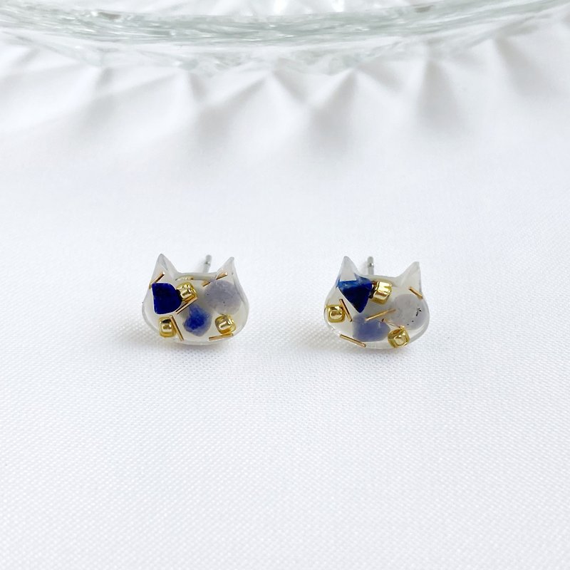 Simple cat. Natural Stone blue lapis lazuli anti-allergic ear acupuncture Clip-On business operation work