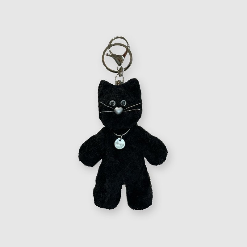Big black silver Cat keyring - 鑰匙圈/鑰匙包 - 壓克力 黑色