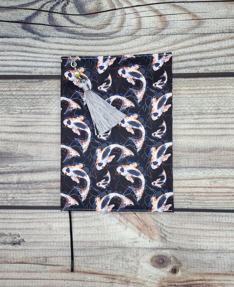Book Cover/Book Jacket - Koi Fish Pattern with Tassel (Water-resistant) - 書衣/書套 - 其他材質 