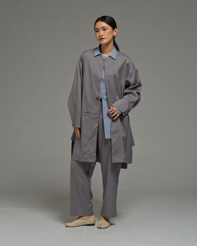 Unisex: The Overcoat (Grey) - 女大衣/外套 - 聚酯纖維 灰色