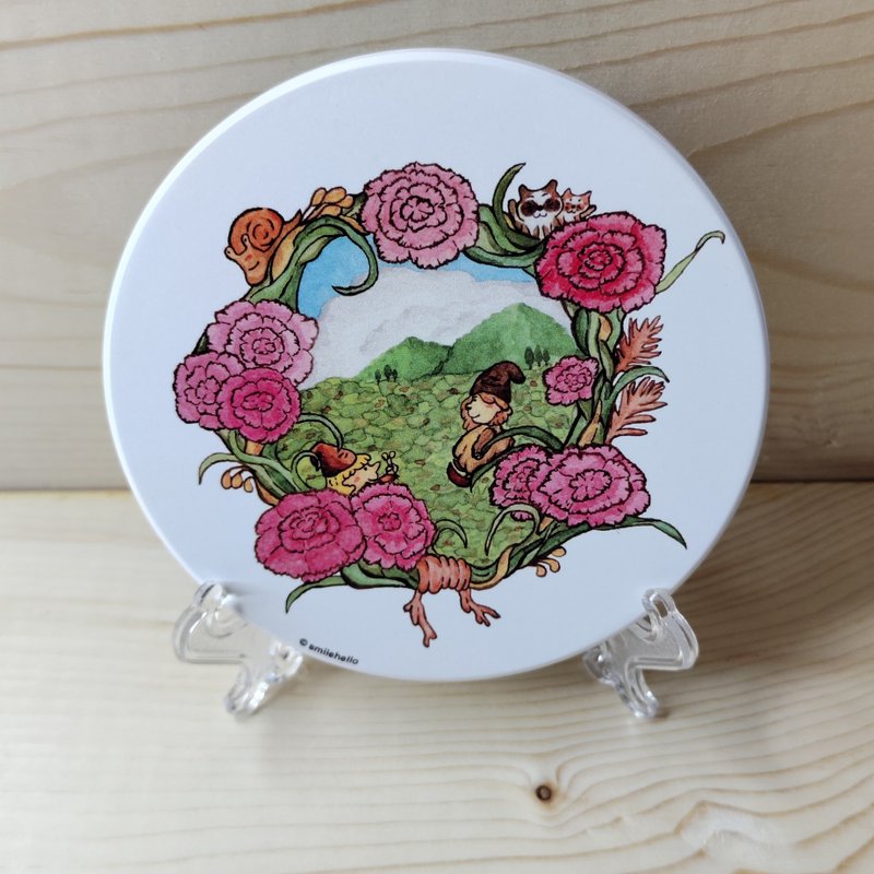 Coaster/absorbent coaster/ceramic absorbent coaster send a flower - Coasters - Other Materials Multicolor