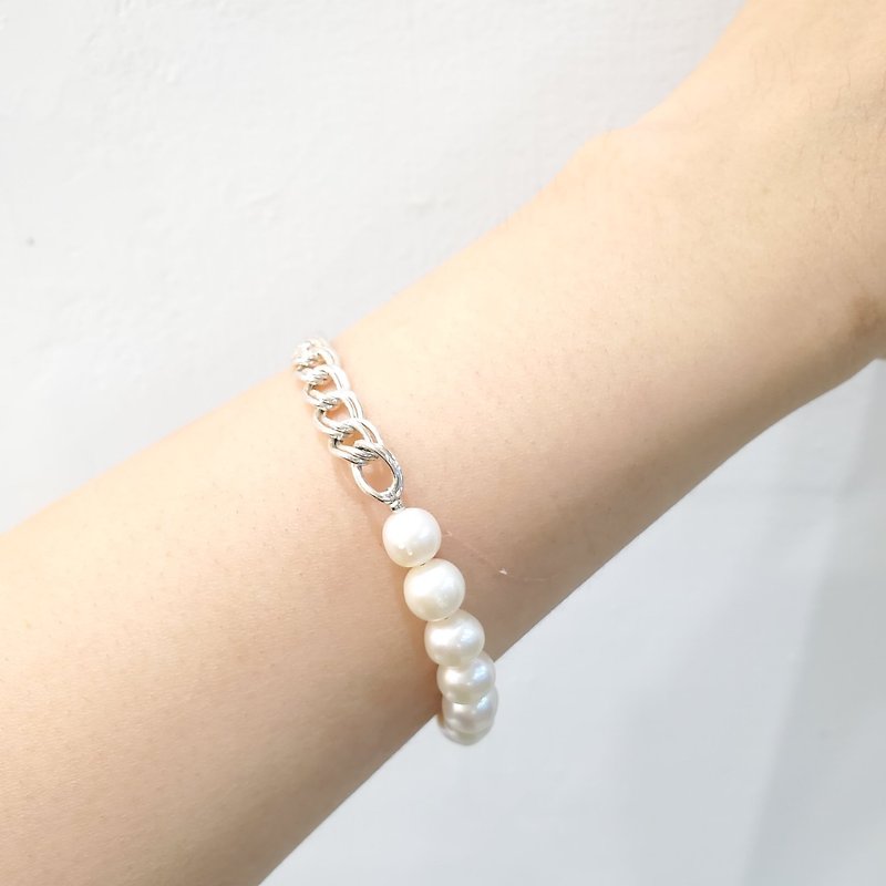 [Bracelet] Double-layer Silver pearl bracelet Mother's Day/Graduation Gift/Valentine's Day Gift - Bracelets - Sterling Silver Silver