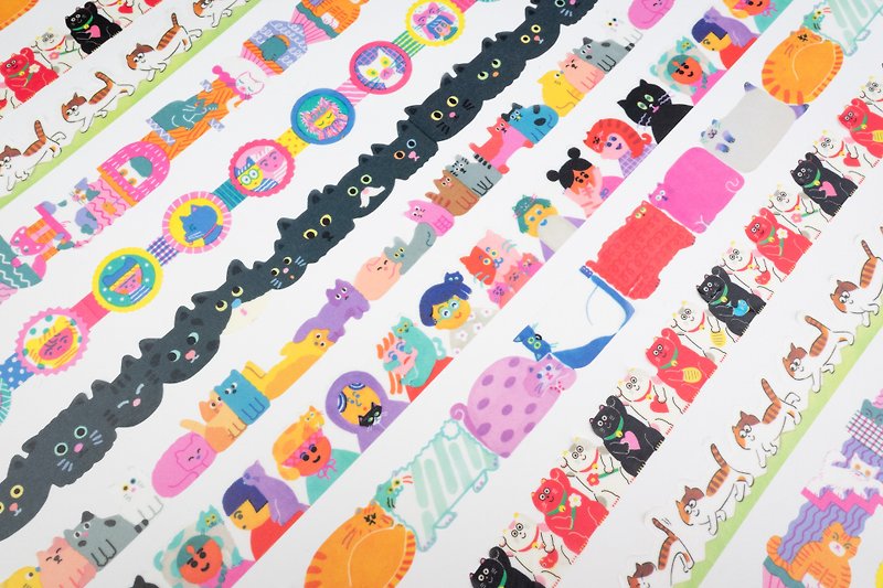 AIUEO Maskingtape Cat - Washi Tape - Paper Multicolor