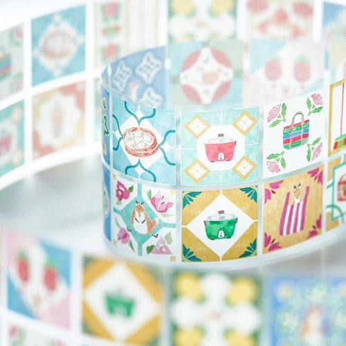 贝壳光 7.5cm×10m 拾级寻绯 海外マスキングテープ 台湾モチーフのマジョルカタイル | PETテープ - ショップ Hello Studio