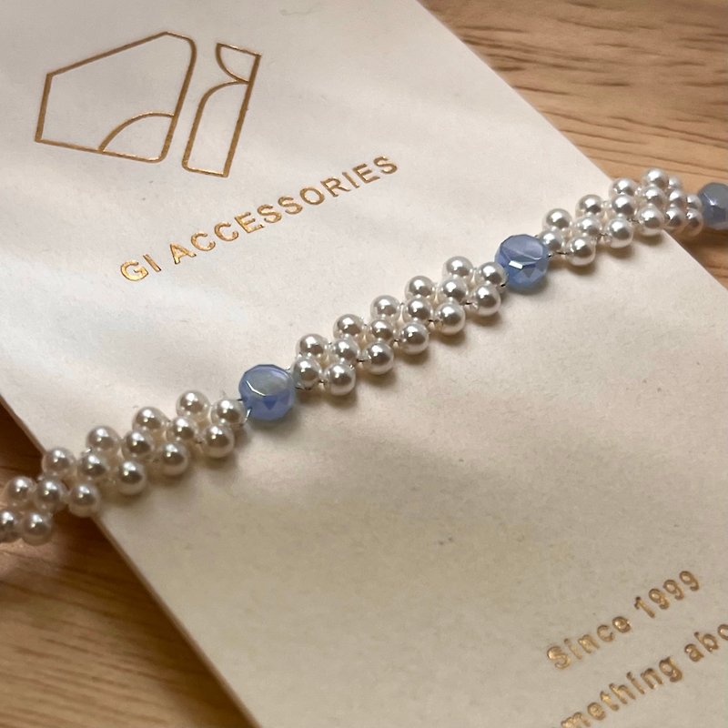 GI designer Monet garden pearl sterling silver injection gold transshipment Stone natural spar - Bracelets - Pearl Khaki