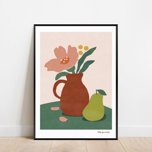 Ellie go lucky Art print/ Peony Flower / Illustration poster A3,A2