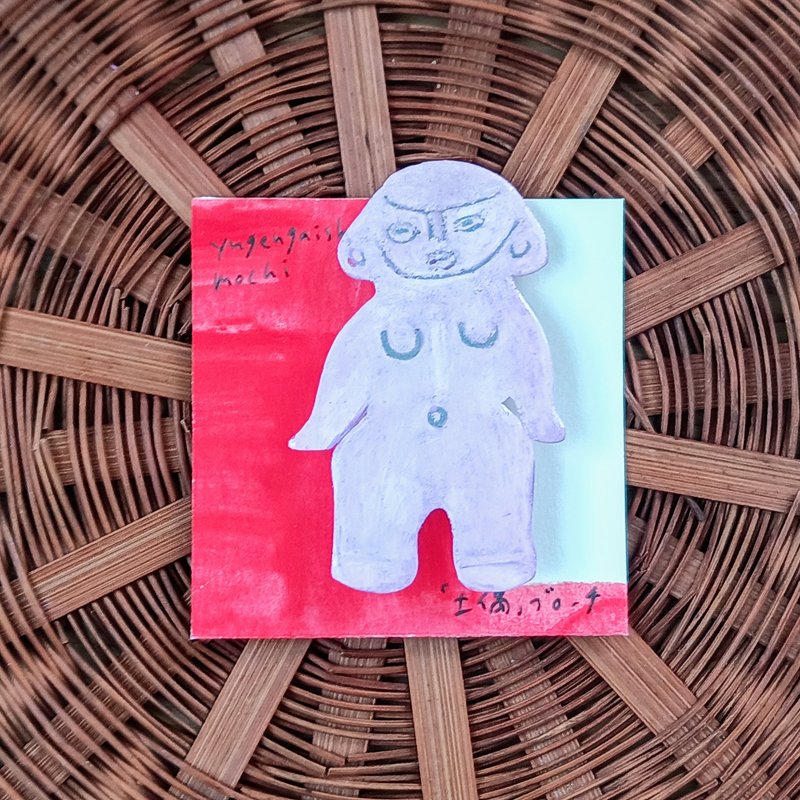 ブローチ　土偶　手描き　一点もの　パープル　縄文土偶 - 胸針 - 塑膠 紫色