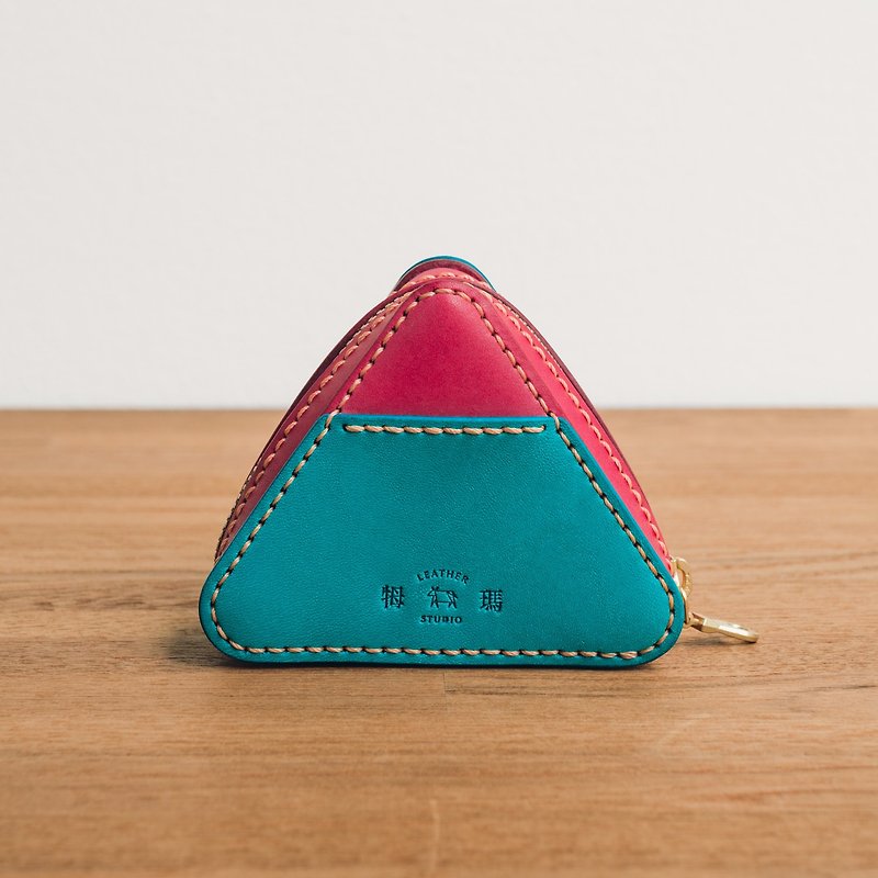 #Craftsman手縫いビルディングブロック小銭入れシリーズ-三角形/W1-046/完成品 - 財布 - 革 ピンク