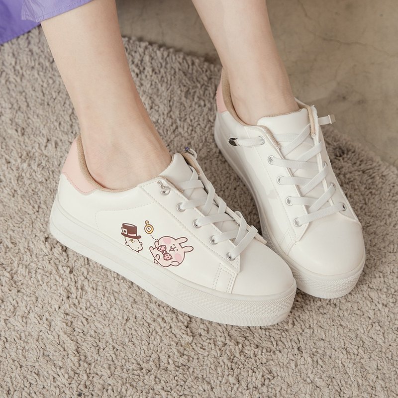 Paidalx Kanahei's small animal Alice in Wonderland strap-free jumping color leather thick-soled shoes - white - Women's Casual Shoes - Faux Leather White