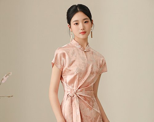 初蟬 新中式復古中國風 通勤氣質短袖 改良版洋裝