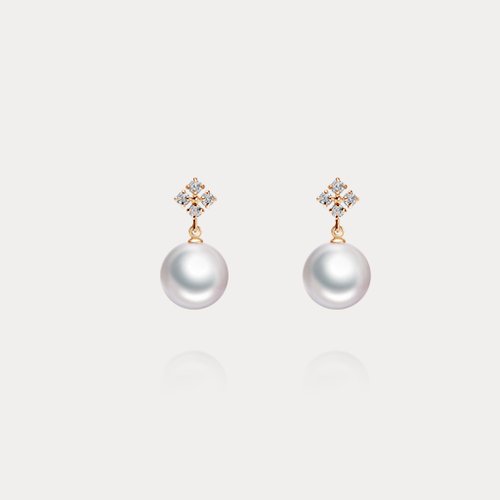 瑭果盒珠寶·設計 La Bonbonnière Jewelry Little Joys | 9-9.5mm小幸運 日本Akoya海水珍珠天然鑽石18K耳環