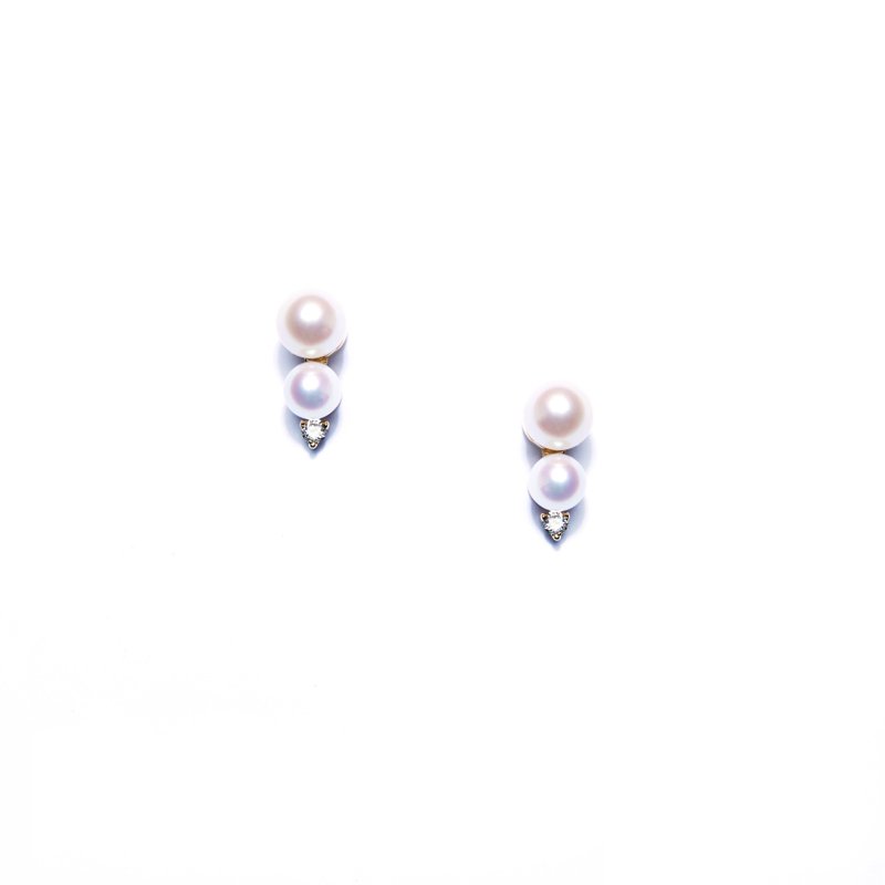 925銀厚鍍18K金 Gradual Pearl Earring - 耳環/耳夾/耳骨夾 - 珍珠 金色