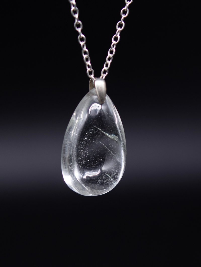 曉山青 - 白水晶綠幽靈四重山 水滴吊墜 銀項鏈 - 項鍊 - 水晶 