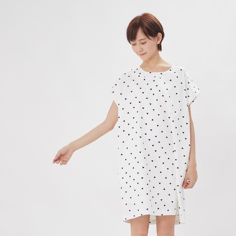 Ella easy print tunic dress White - One Piece Dresses - Cotton & Hemp White
