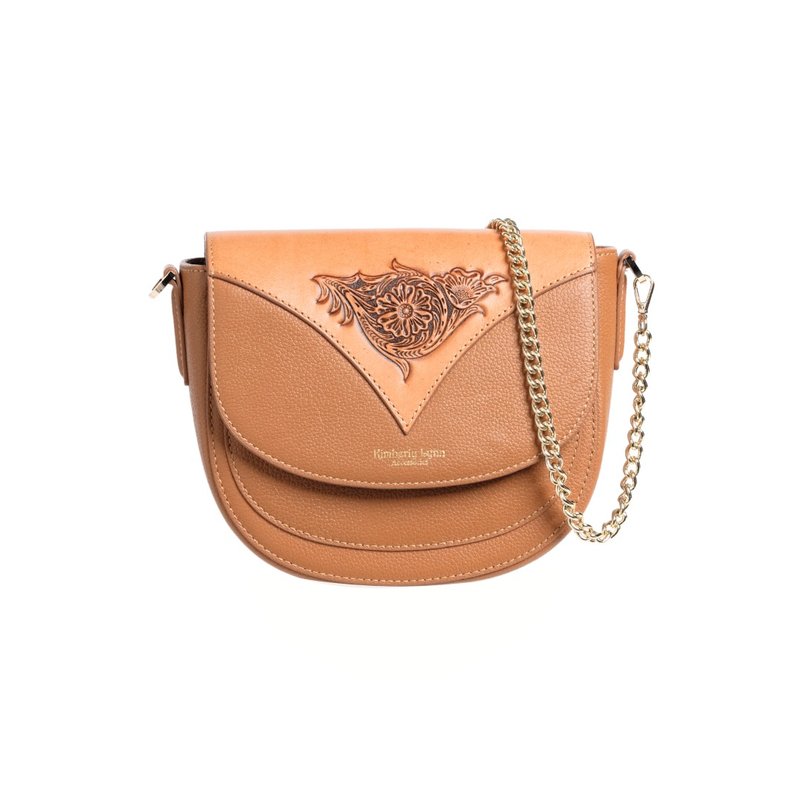 Genuine leather saddle bag with convertible cover - retro hand-carved stitching - กระเป๋าแมสเซนเจอร์ - หนังแท้ สีส้ม