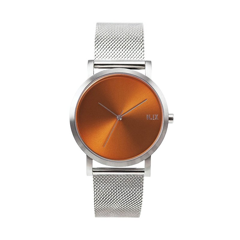นาฬิกาข้อมือ Minimal Style : Metal Project Vol.02 - COPPER Mesh (Silver) - นาฬิกาผู้หญิง - สแตนเลส สีส้ม