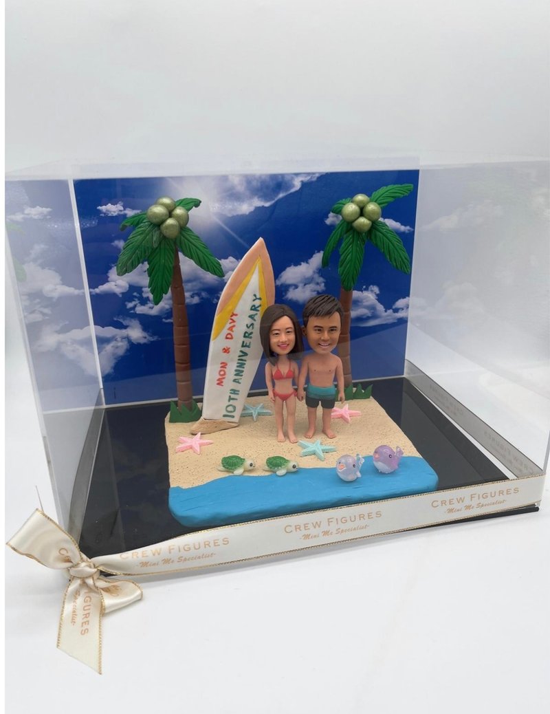 Summer Beach Coconut Tree Scene Couple Doll Couple Gift Anniversary Gift - Pottery & Glasswork - Pottery Multicolor