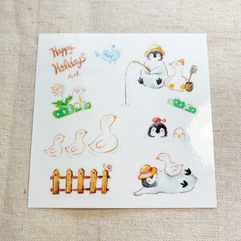 Paper Stickers Multicolor - Little Penguin and Duck's Holiday Time Transparent Sticker
