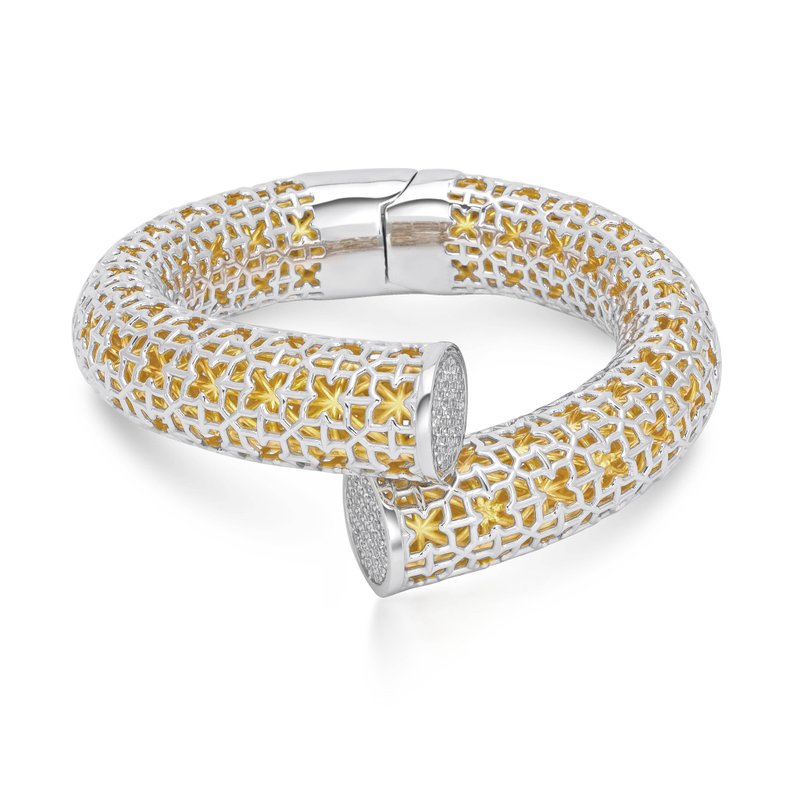 Nalikere Collection Silver Jewelry 925 Yellow Gold Plating with White Topaz - Bracelets - Gemstone Silver