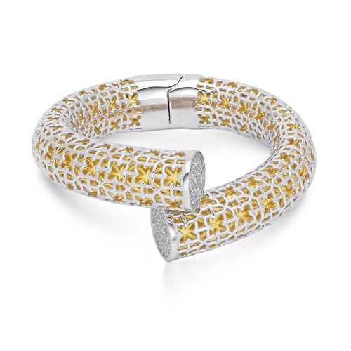 grajang Nalikere Collection Silver Jewelry 925 Yellow Gold Plating with White Topaz