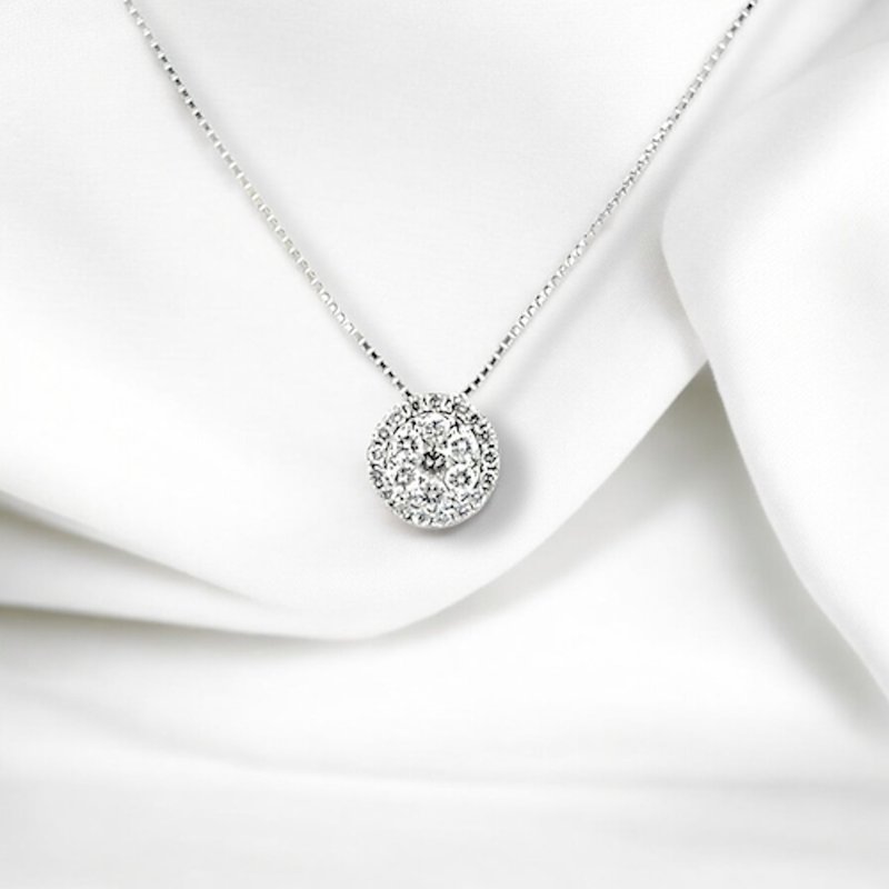 18K白金 天然鑽石墜鍊 18K White Gold Diamond Necklace - 項鍊 - 貴金屬 