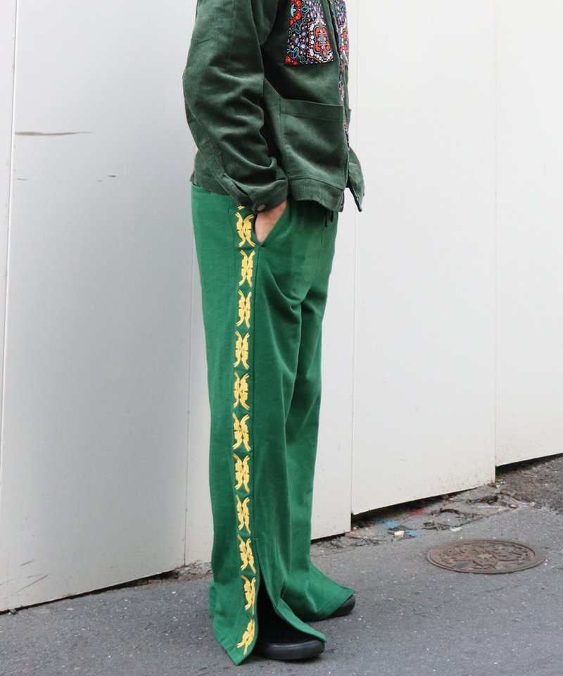 lucky charm motif Jersey line pants -2 - 中性長褲/短褲 - 棉．麻 綠色