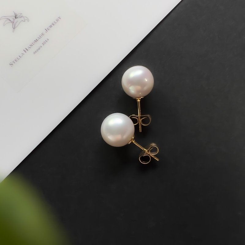 【k14gf】Freshwater Pearls  Pierced Earrings Gift Box - Earrings & Clip-ons - Gemstone White
