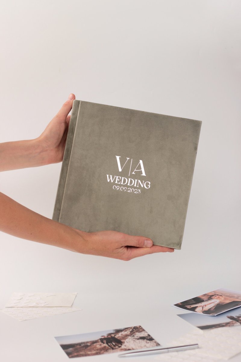 Velvet table photo book or photo album. personalized Instax album, wedding book. - 相簿/相本 - 紙 粉紅色