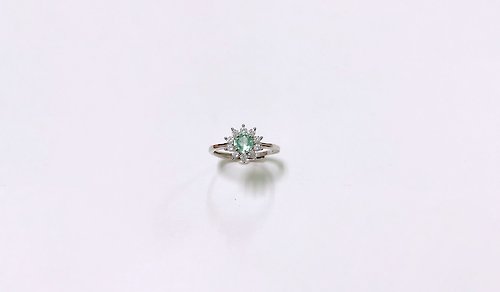 小王子星球 小花園系列 綠色藍晶石戒指 925純銀 手工鑲嵌