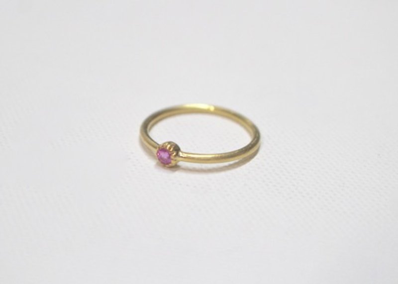 Pink tourmaline Silver ring gold color - General Rings - Gemstone 