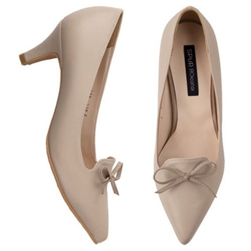 SPUR Golden butterfly heels JS7006 IVORY - รองเท้าส้นสูง - วัสดุอื่นๆ 
