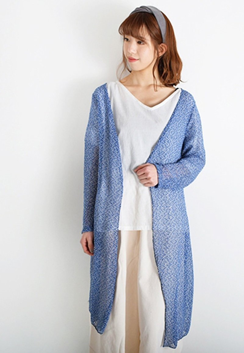 Mixed knit cardigan - จัมพ์สูท - วัสดุอื่นๆ สีน้ำเงิน