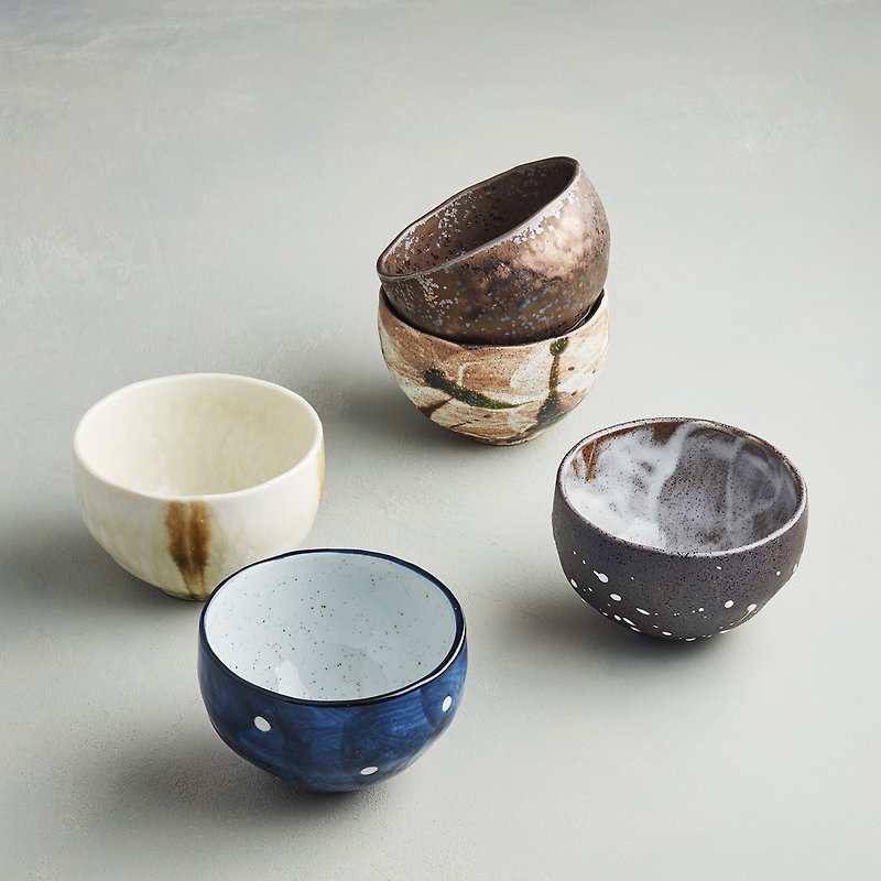 Japanese Mino-yaki-Zen-style glaze-yaki Kodon bowl set (5 pieces)-Gift set - Bowls - Porcelain Multicolor