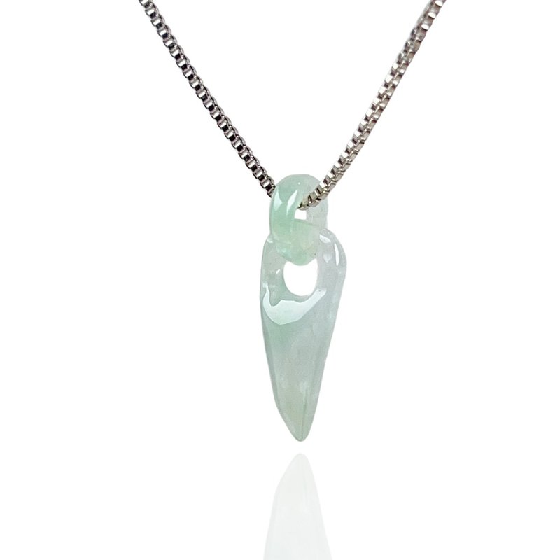 [Nothing goes wrong] Ice Green Jade Dragon Tooth Necklace | Natural Burmese Jade A-grade | Gift - สร้อยคอ - หยก สีเขียว