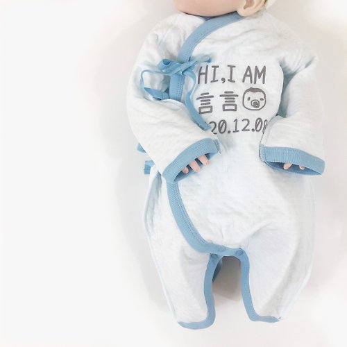 BABY-MURMUR 滿滿 彌月禮盒 親子裝 自訂圖文 日本厚款有機空氣棉 新生兒蝴蝶衣和尚服 寶寶禮盒