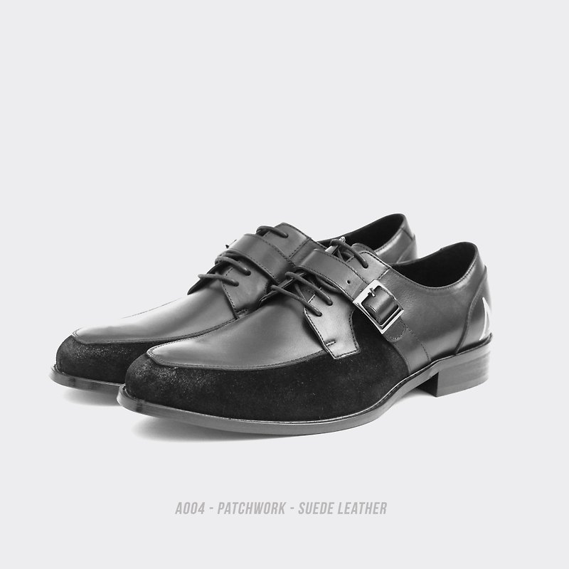 Patch work suede shoes - รองเท้าลำลองผู้ชาย - หนังแท้ สีดำ