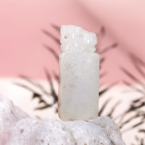 瓔珞翡翠 白翡翡翠貔貅玉印章 | 天然緬甸玉翡翠A貨 | 送禮