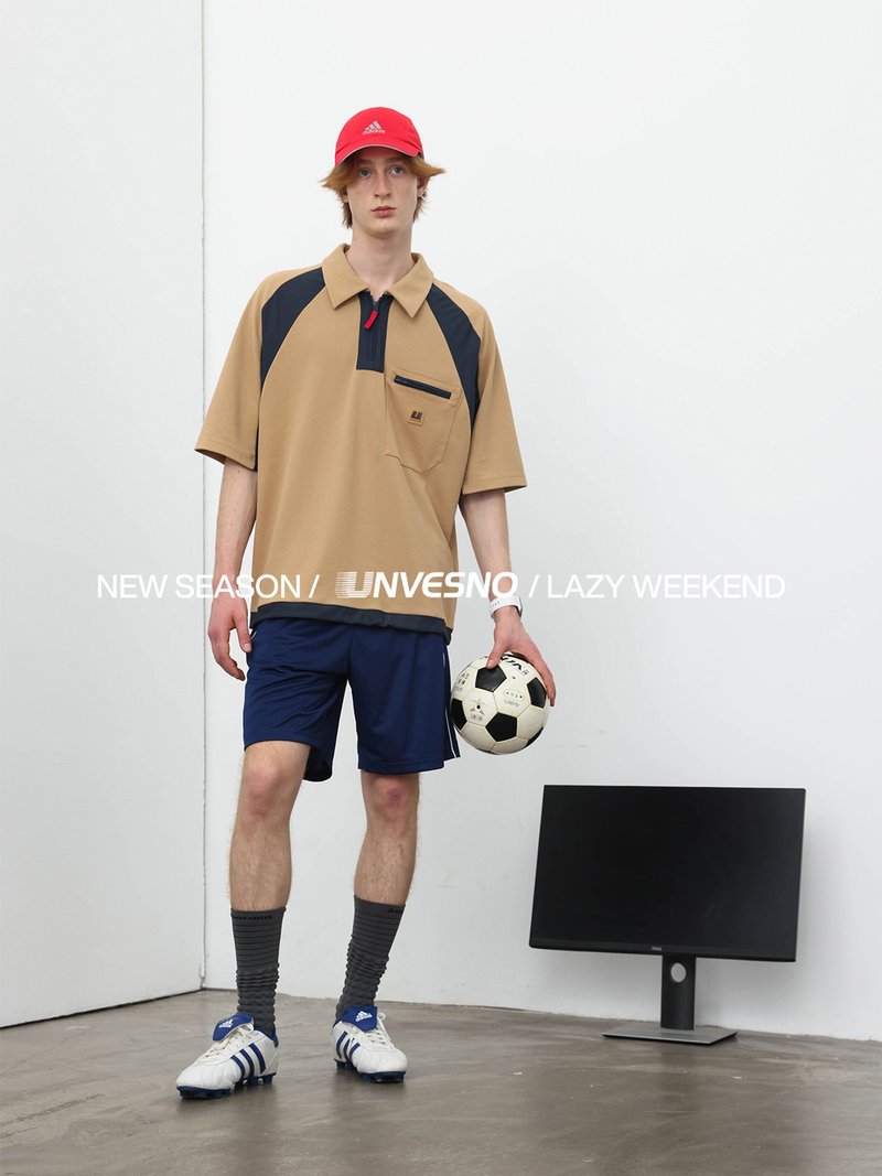 Unvesno(UN) NewVintage撞色插肩7A抗菌防嗮速乾涼感POLO運動衫 - 男 T 恤 - 其他材質 