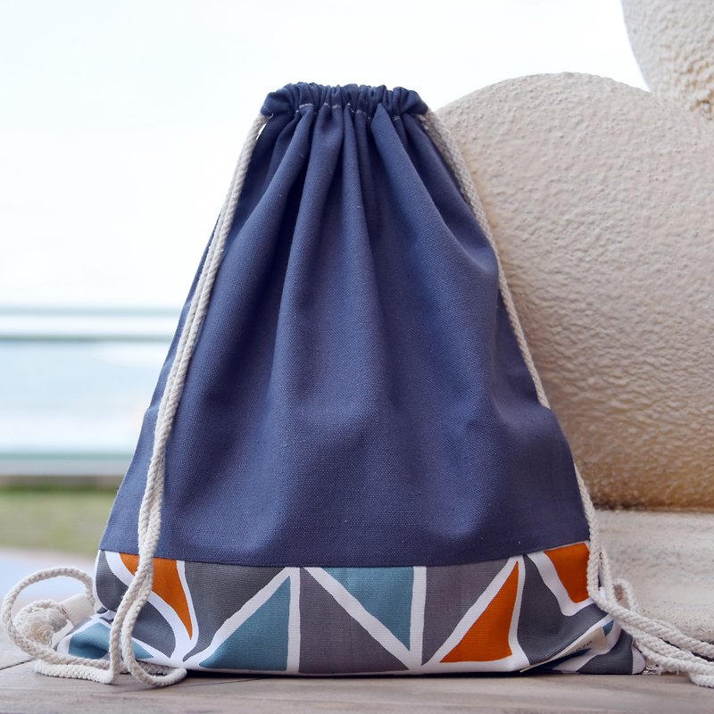 Silverbreeze~ Bundle Back Backpack ~ (B139) (off the box) - Drawstring Bags - Cotton & Hemp Blue