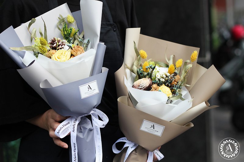 卒業式フラワー/ドライフラワーシリーズ/韓国風ミニブーケ - 観葉植物 - 寄せ植え・花 カーキ