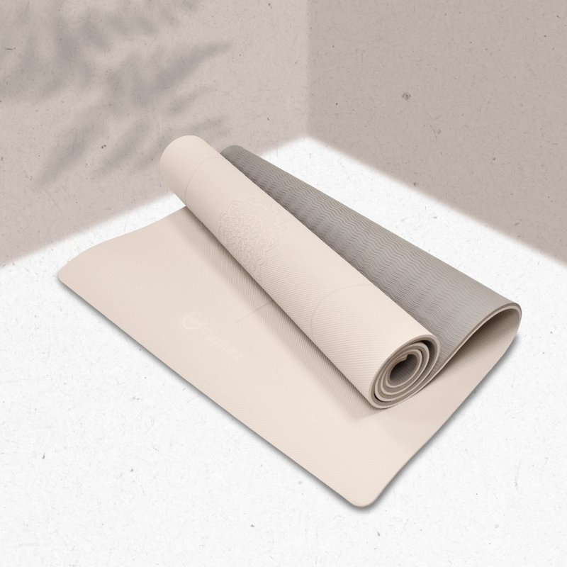 Thickened 10mm TPE yoga mat, widened 80cm, milk tea color - เสื่อโยคะ - ยาง 