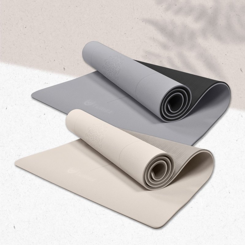 Thickened 10mm TPE yoga mat, widened 80cm, milk tea color - Yoga Mats - Rubber 