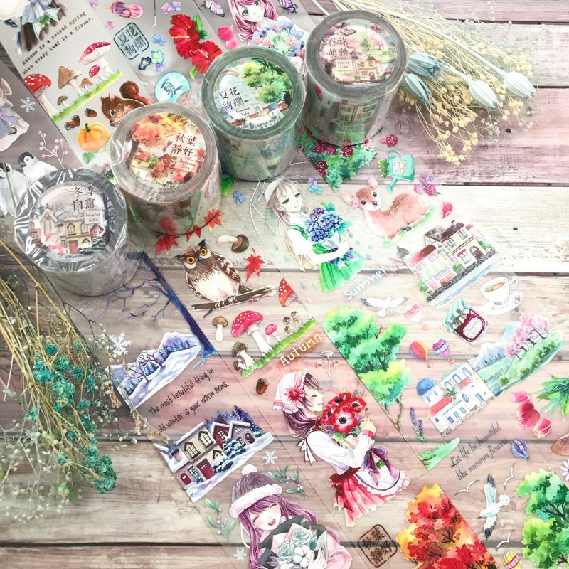 Four Seasons Theme PET Tape Set - มาสกิ้งเทป - พลาสติก หลากหลายสี