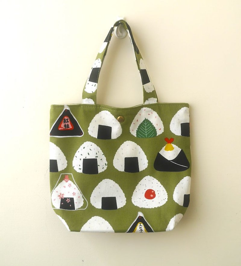 Easy walking tote bag/lunch bag/walking bag/drink bag=onigiri=4 colors in total - Handbags & Totes - Cotton & Hemp 