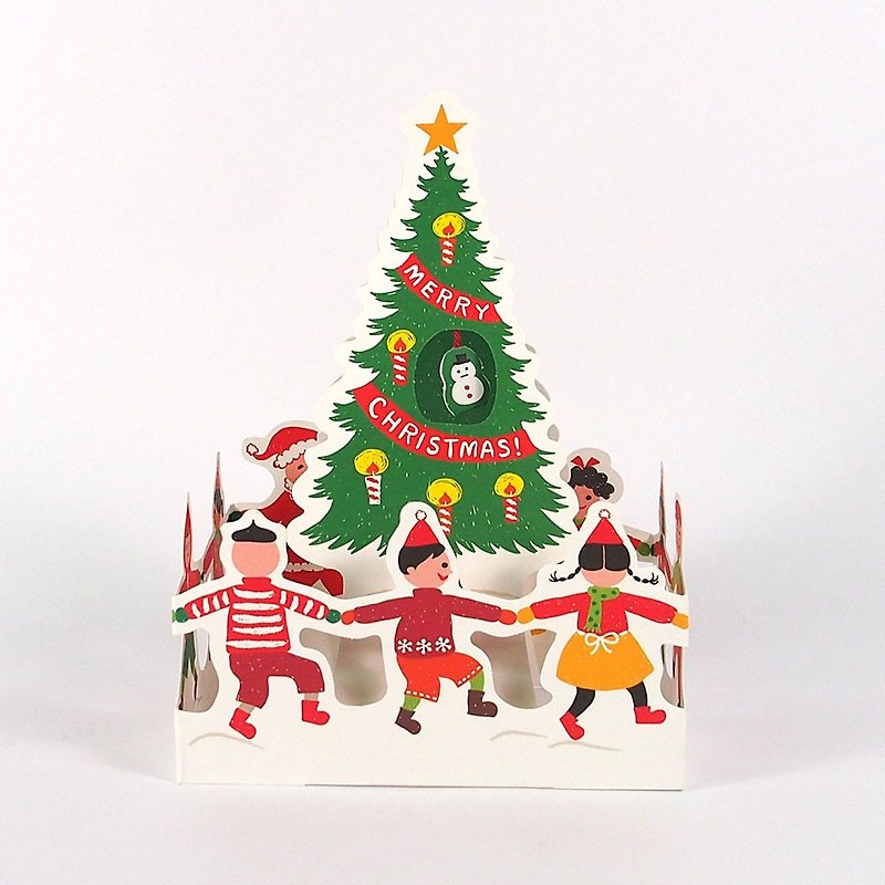 Christmas pop-up card dancing around the Christmas tree [Hallmark-Card Christmas Series] - การ์ด/โปสการ์ด - กระดาษ หลากหลายสี