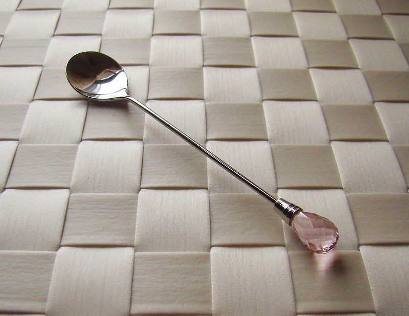 [Japan Shinko] Made in Japan-Afternoon Tea Crystal Diamond Series-Pink Diamond Coffee Spoon - Cutlery & Flatware - Stainless Steel Multicolor