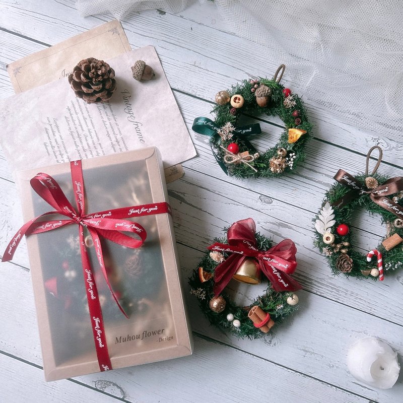 Christmas wreath small ornaments Christmas gift box customized gift - ช่อดอกไม้แห้ง - พืช/ดอกไม้ 