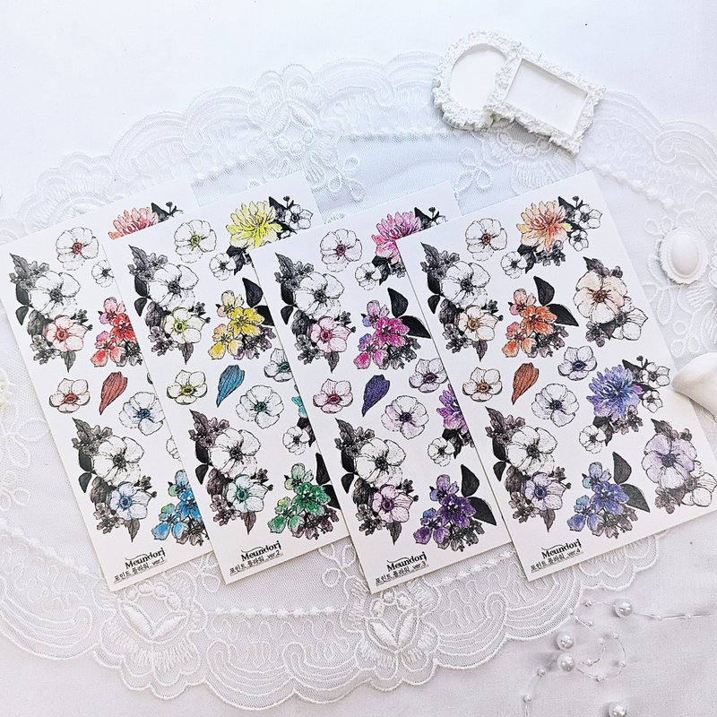 Point flower paper sticker - 貼紙 - 紙 