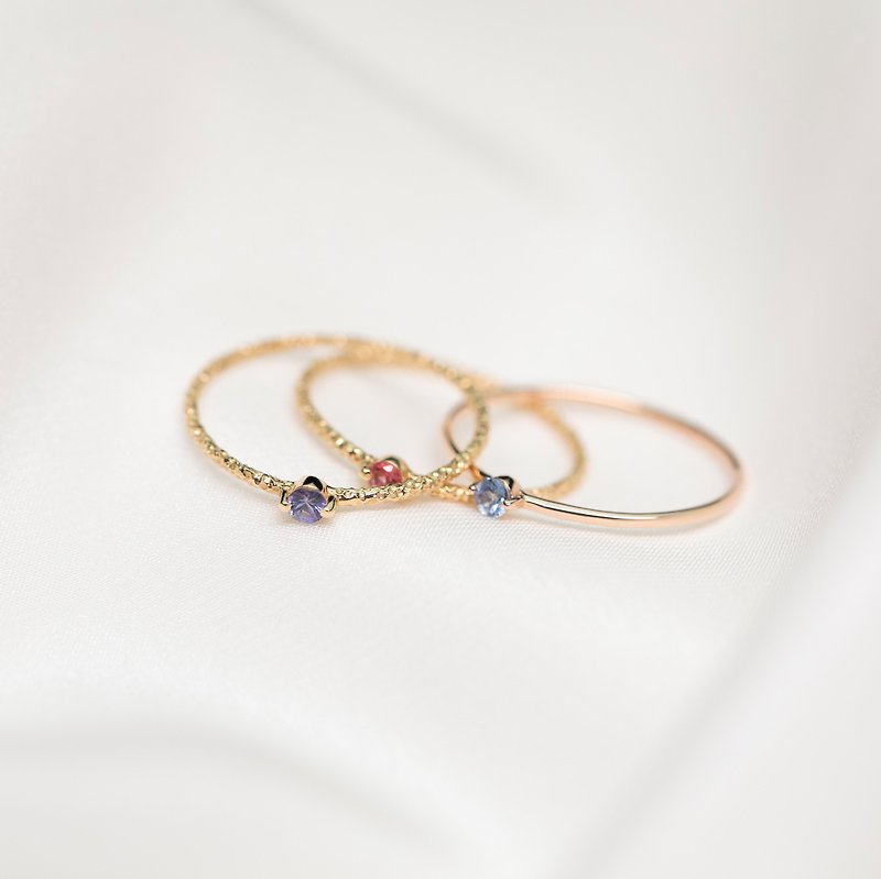 【PurpleMay Jewellery】純18K金彩色藍寶石線戒戒指 訂製 R022